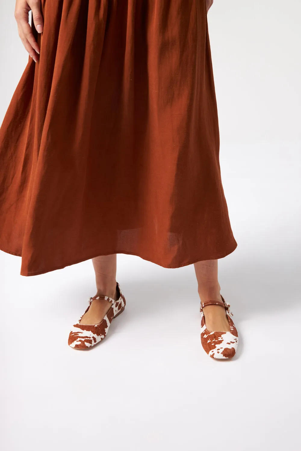 Julieta Mary Janes in Cow Print Calf Hair