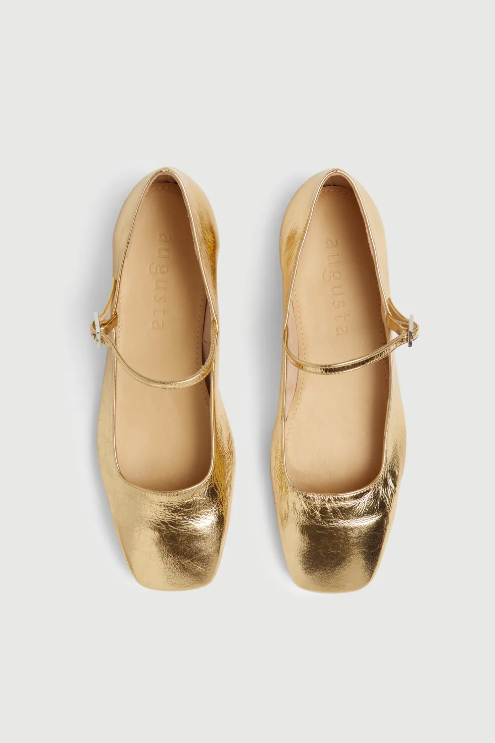 Julieta Mary Janes in Gold Leather