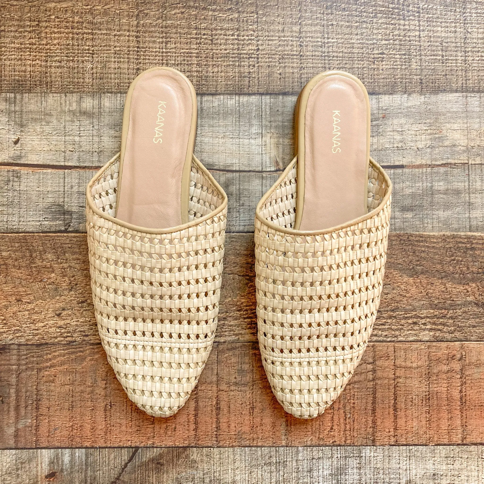 Kaanas Cream Woven Mule Sandals- Size 9