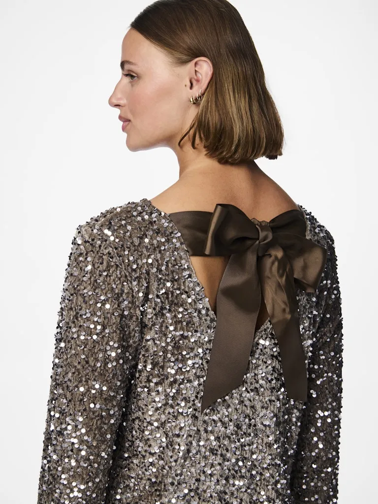 Kam Sequin Long Sleeve Mini Dress