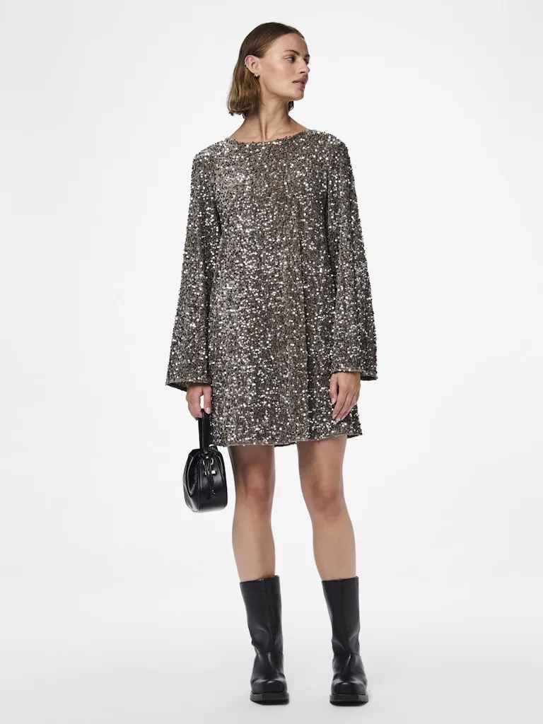 Kam Sequin Long Sleeve Mini Dress