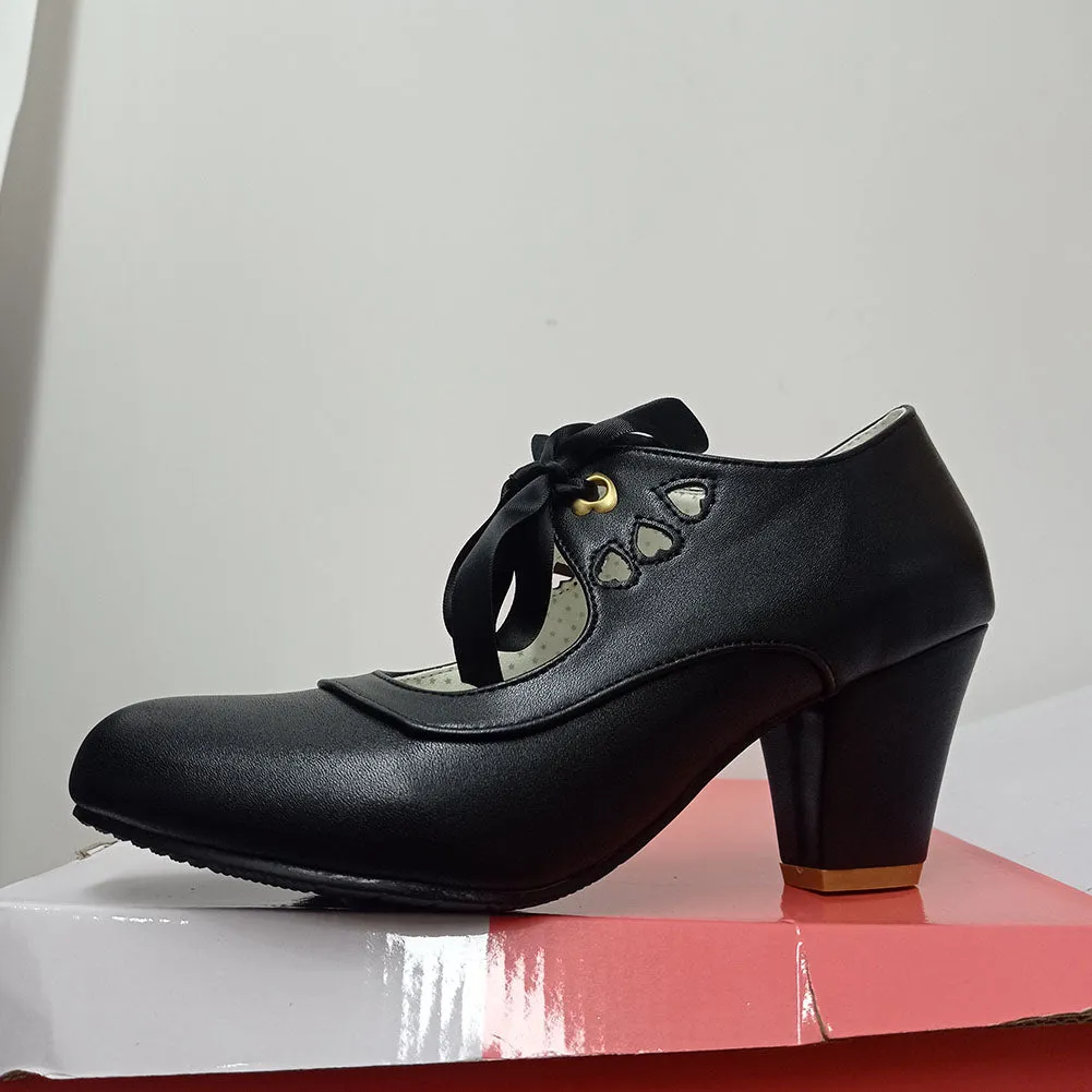 KarinLuna Dropship Brand New  Spring Female Mary Janes Pumps Spike Heels Lace-Up Office Lady Elegant Comfy Woman Shoes Pumps