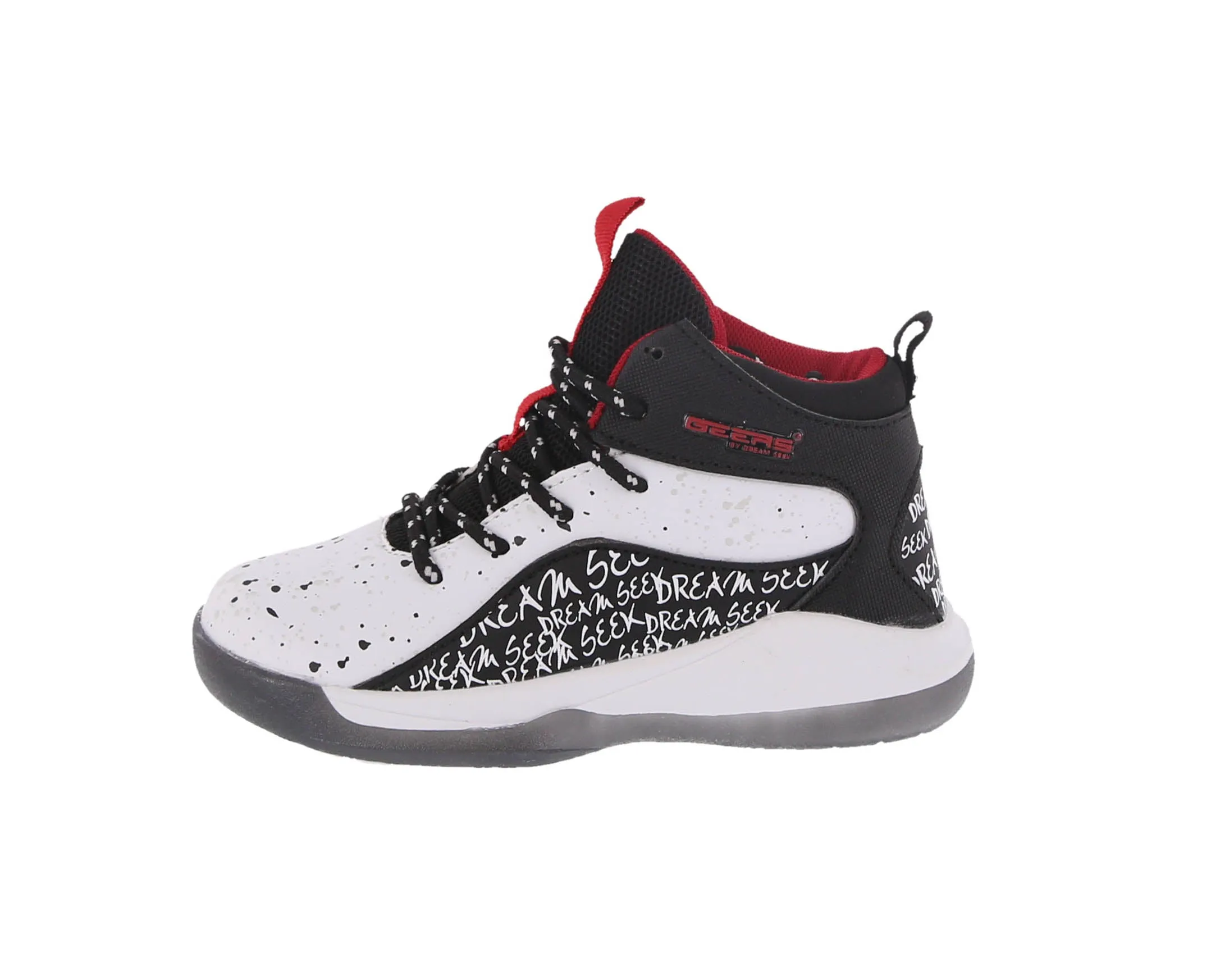 KID'S SHOES BLACK/WHITE/RED PU TENNIS SNEAKERS 5113K