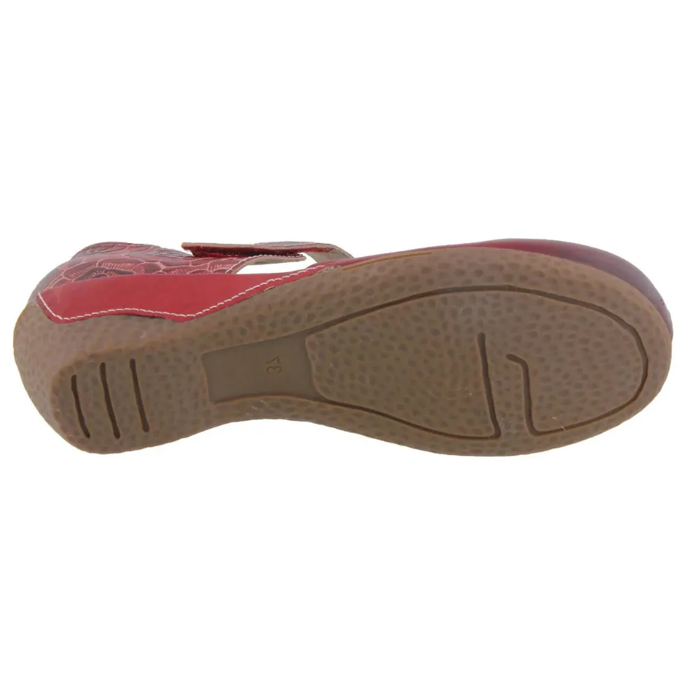 L'Artiste By Spring Step Gloss-Pansy Red Leather Mary Jane (Women's)