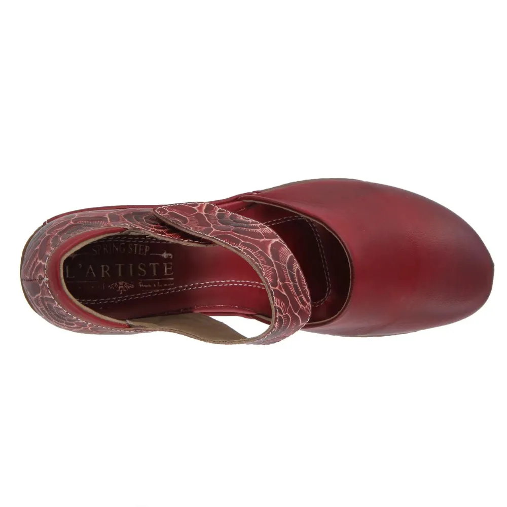 L'Artiste By Spring Step Gloss-Pansy Red Leather Mary Jane (Women's)