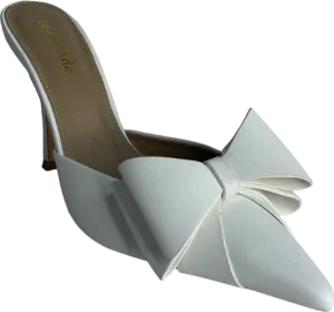 Lemonade White Women's Bow Detail Pointed Toe Stiletto Heel Mule UK 8