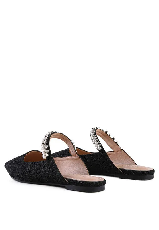 Mary Jane Cutout Embellished Mules