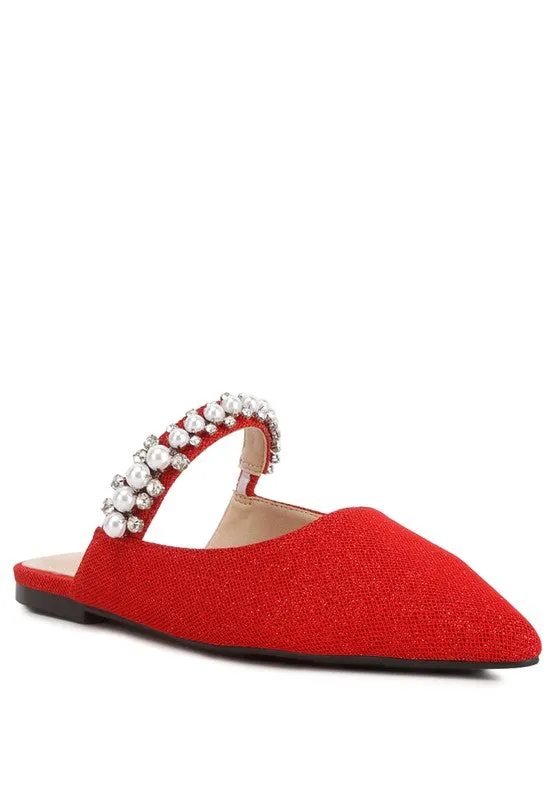 Mary Jane Cutout Embellished Mules