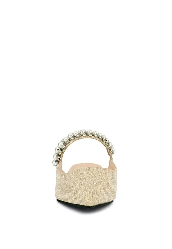 Mary Jane Cutout Embellished Mules