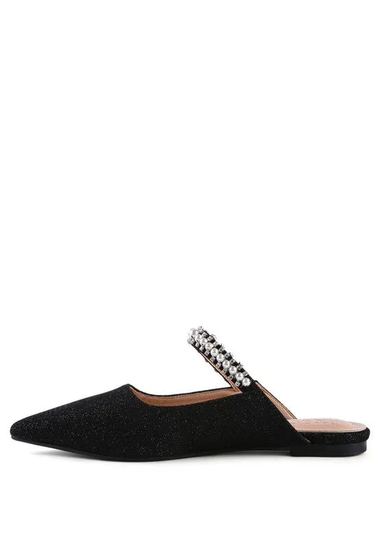 Mary Jane Cutout Embellished Mules