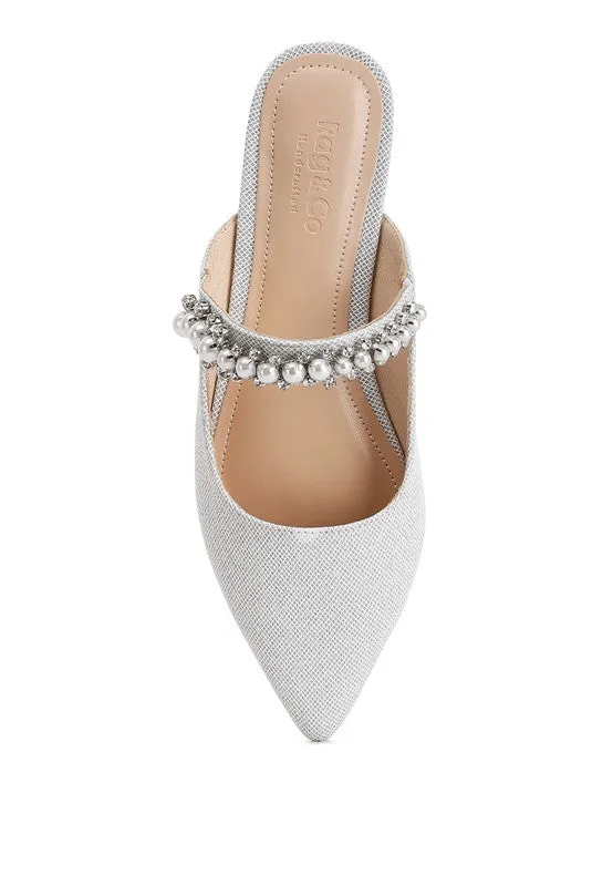 Mary Jane Cutout Embellished Mules