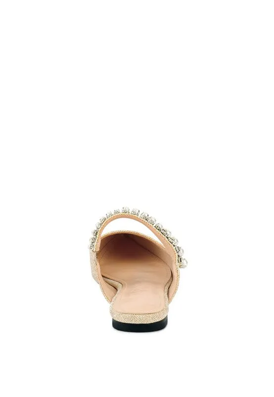 Mary Jane Cutout Embellished Mules