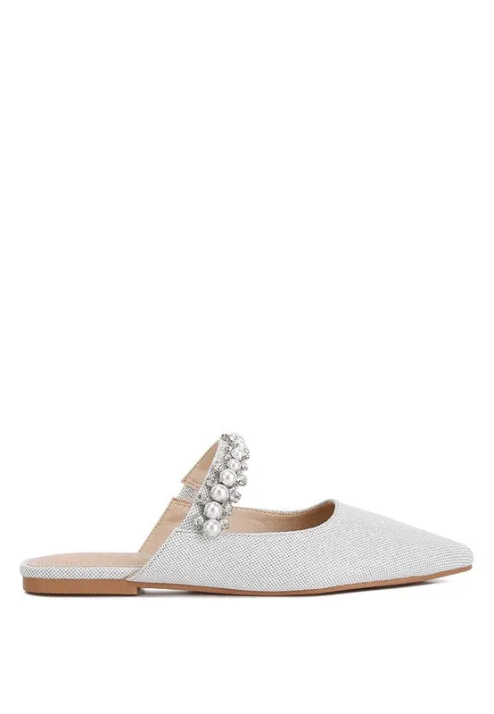Mary Jane Cutout Embellished Mules