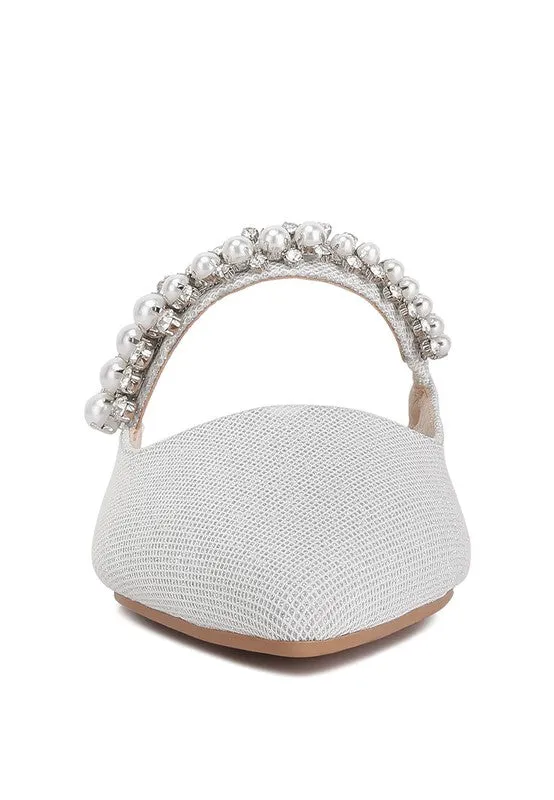 Mary Jane Cutout Embellished Mules