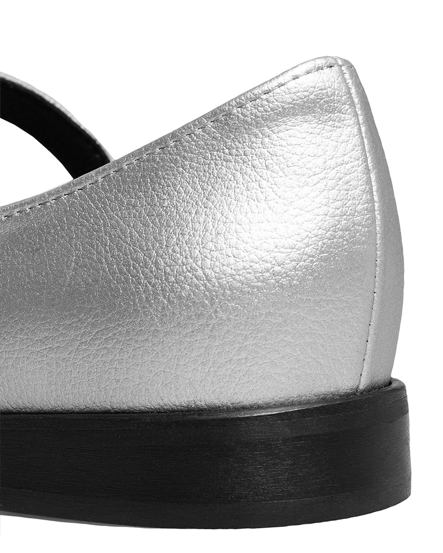 Mary Jane Vegan Grape Leather Ballerina Pumps | Silver
