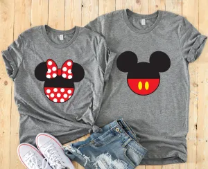 Mickey Mouse Pants and Minnie Mouse Pants - Disney Heads Matching Shirts - Disney Couples