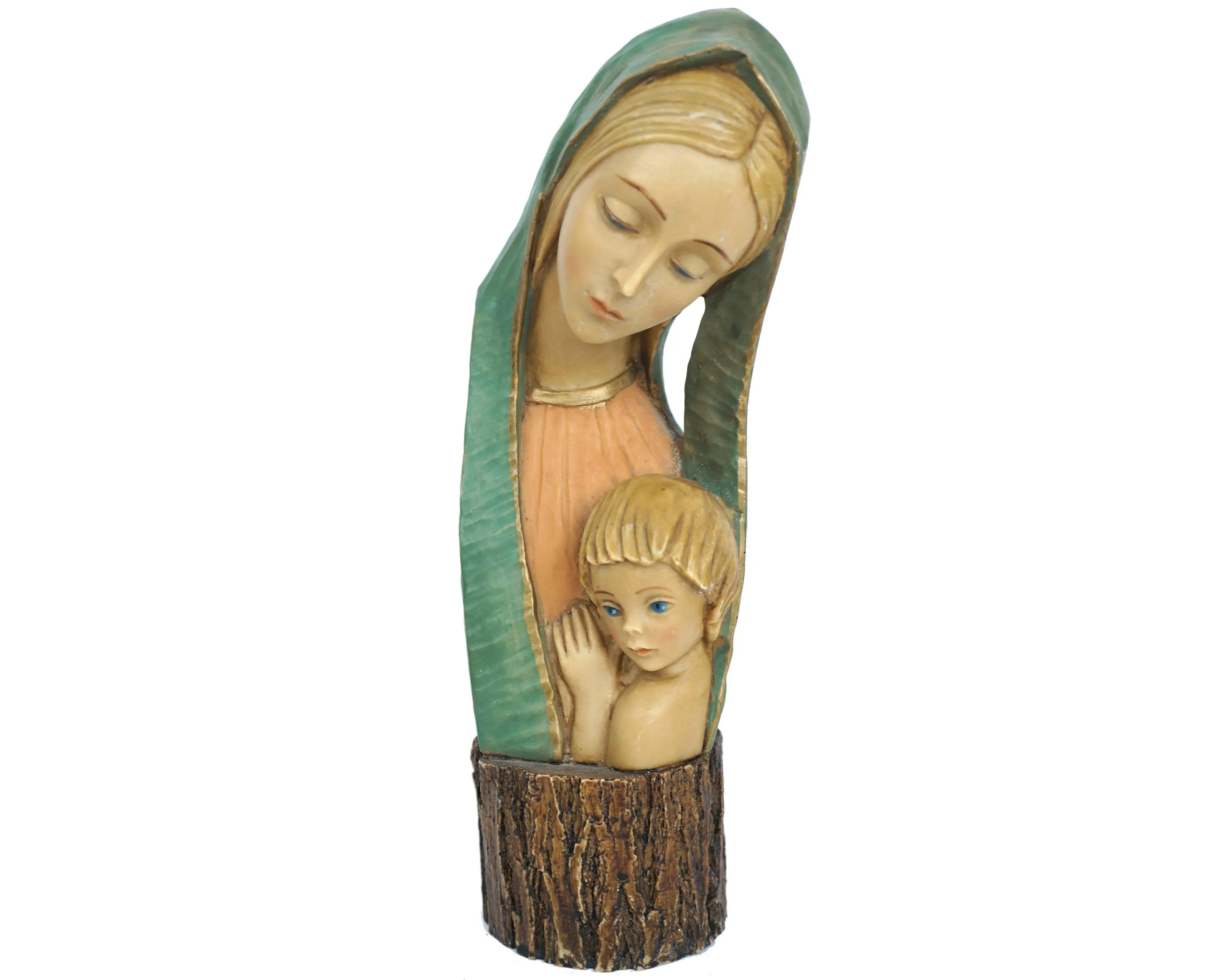 Mid Century 1960s Italian Ceramic Statue Madonna & Child Figurine 10
