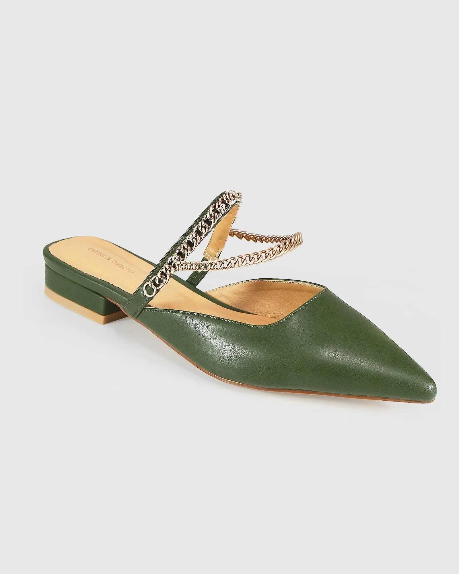 On The Go Leather Flat - Khaki