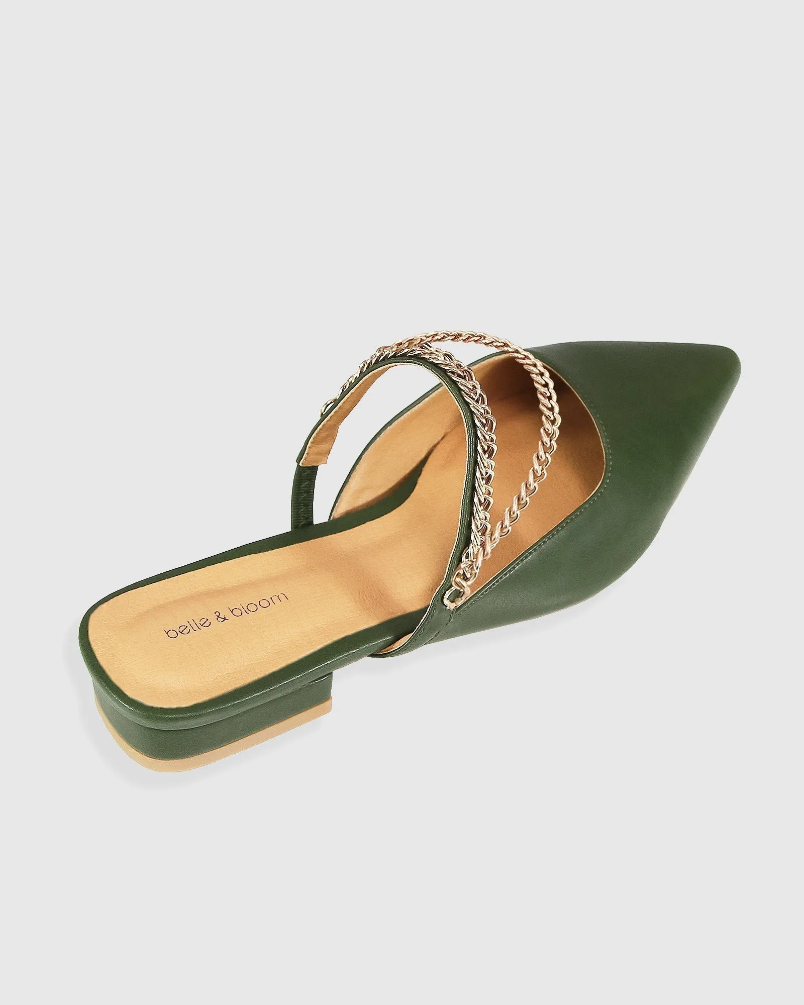 On The Go Leather Flat - Khaki