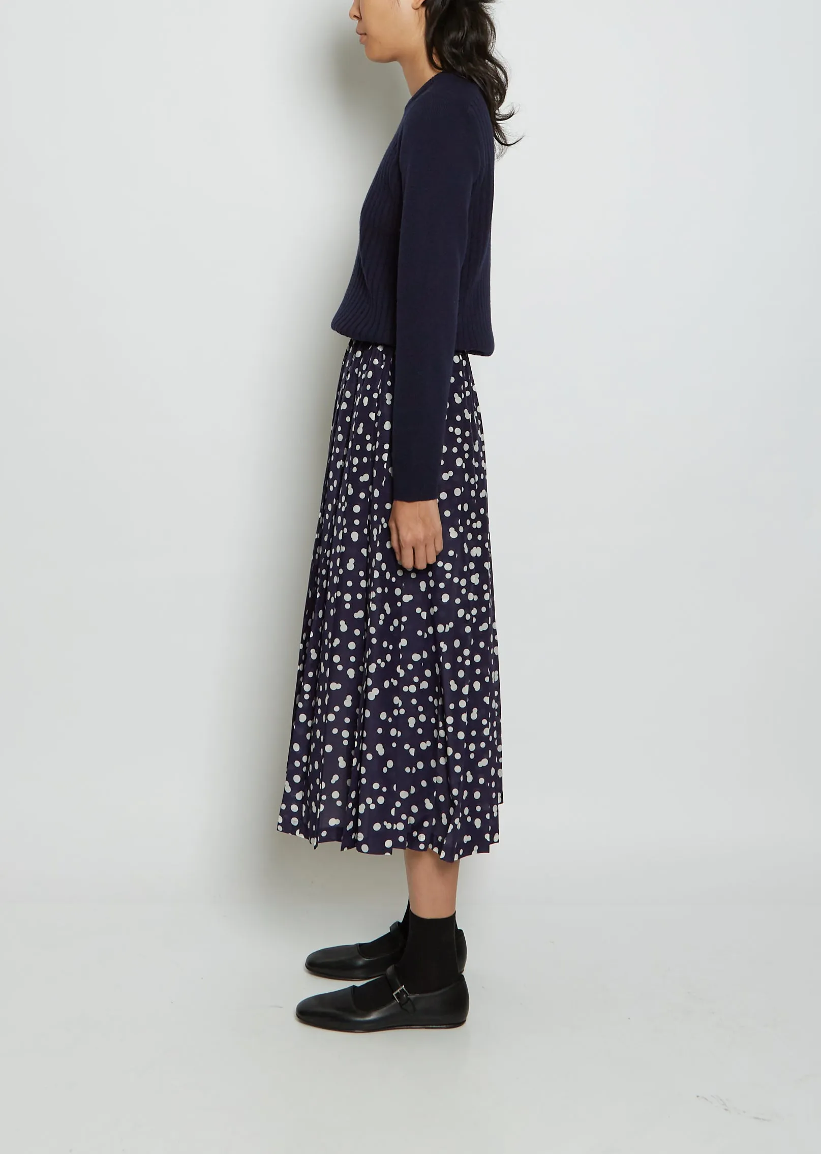 Pleated Cotton Silk Skirt