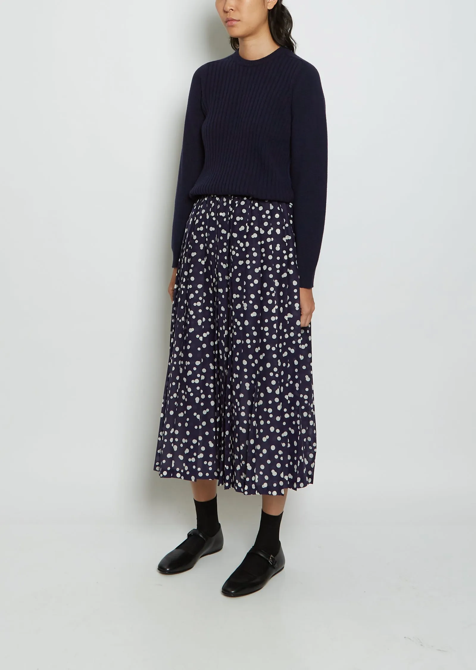 Pleated Cotton Silk Skirt