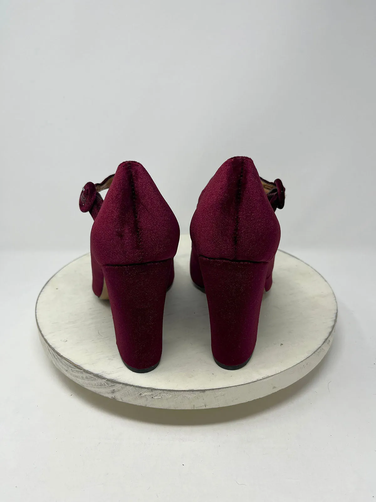 Report Size 10 Wine Velvet Mary Jane Pumps