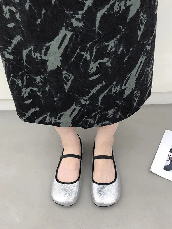 Round-Toe Shallow Cut Split-Joint Mary Janes Flat Shoes