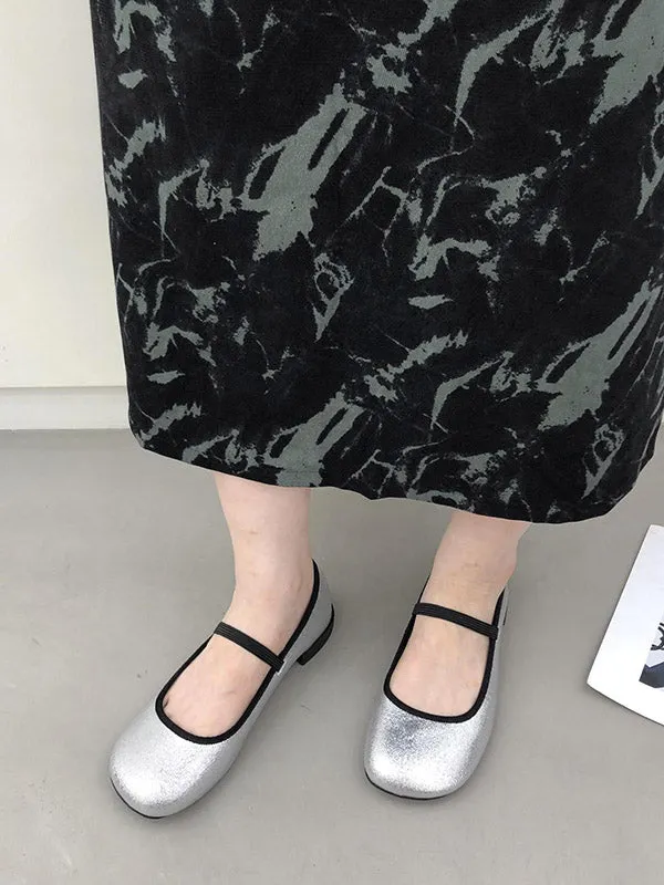 Round-Toe Shallow Cut Split-Joint Mary Janes Flat Shoes