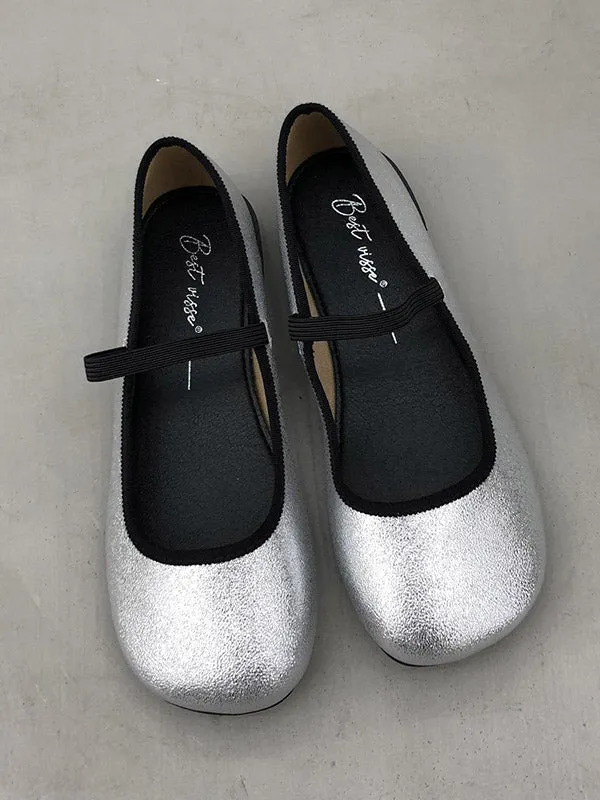 Round-Toe Shallow Cut Split-Joint Mary Janes Flat Shoes