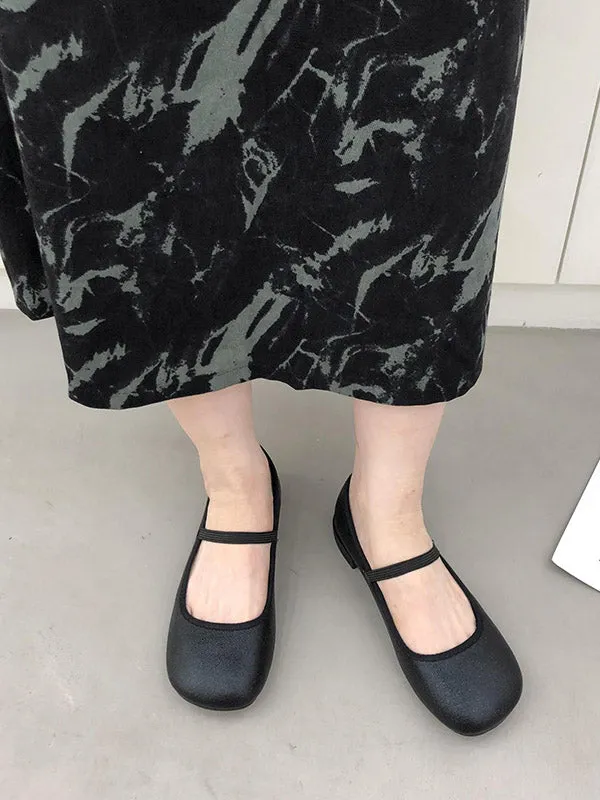 Round-Toe Shallow Cut Split-Joint Mary Janes Flat Shoes