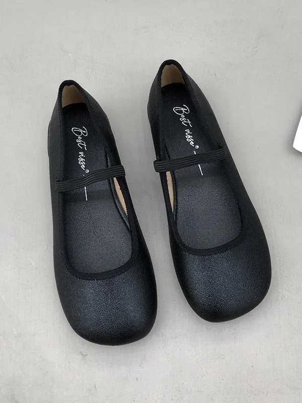 Round-Toe Shallow Cut Split-Joint Mary Janes Flat Shoes