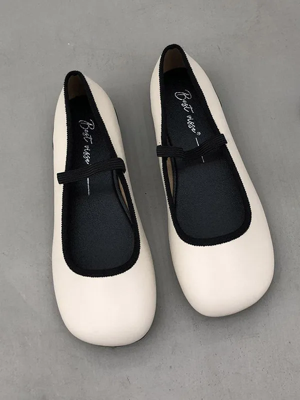 Round-Toe Shallow Cut Split-Joint Mary Janes Flat Shoes