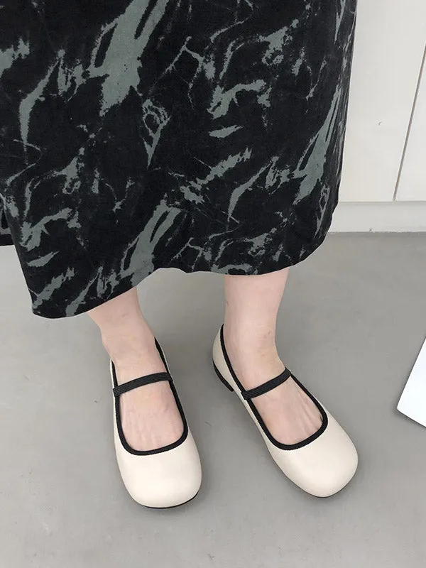 Round-Toe Shallow Cut Split-Joint Mary Janes Flat Shoes