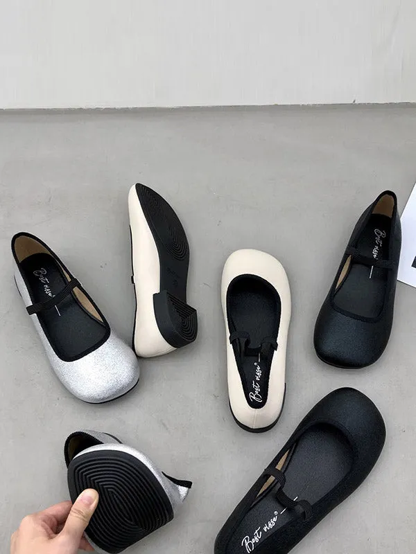 Round-Toe Shallow Cut Split-Joint Mary Janes Flat Shoes