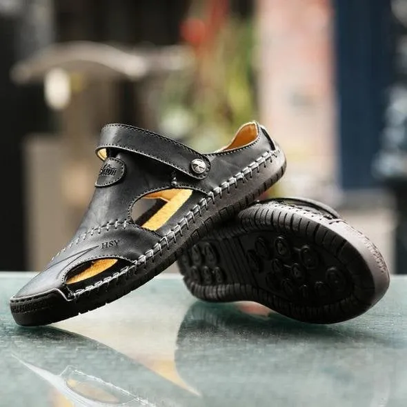 🔥Season promotion 49%OFF - 💥Large Size Soft Leather Men's Breathable Outdoor Sandals