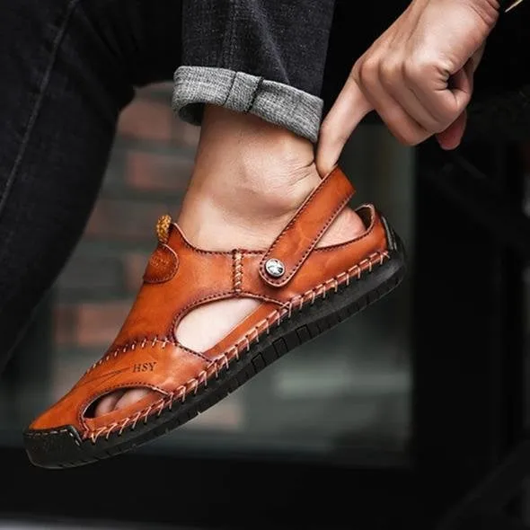 🔥Season promotion 49%OFF - 💥Large Size Soft Leather Men's Breathable Outdoor Sandals