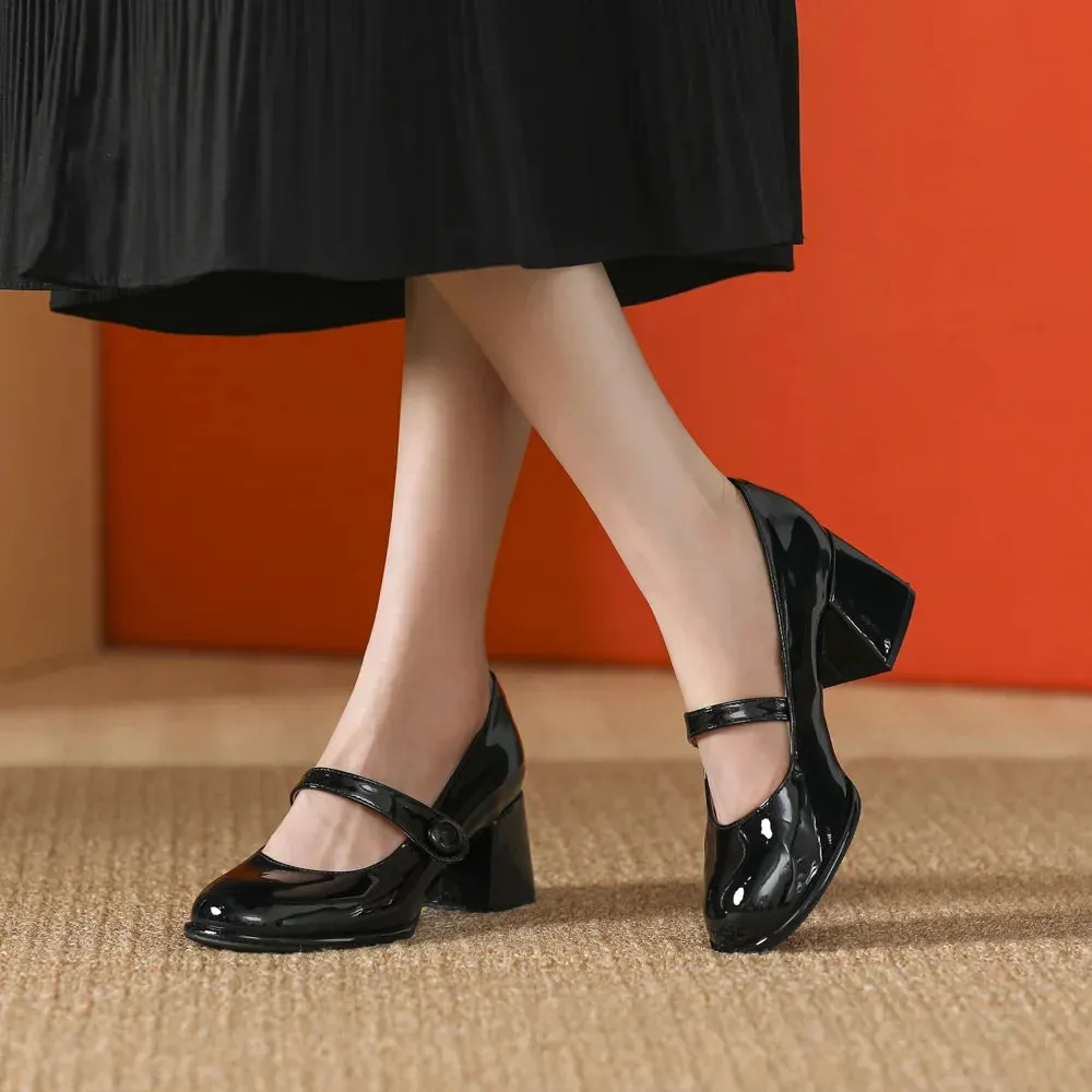 Sohiwoo French Style Ladies Lolita Sweet Fashion Women A Word Strap Shoes Retro Pumps Casual Summer Marry Janes Round Toe Shoes