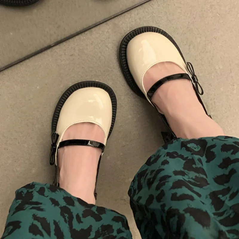 Sohiwoo Mary Janes Platform Shoes Summer Buckle Bow Round Toe Sweet Casual Shoes Lolita Hollow Fairy Elegant Sandals Woman Shoes