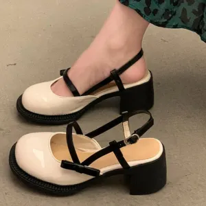 Sohiwoo Mary Janes Platform Shoes Summer Buckle Bow Round Toe Sweet Casual Shoes Lolita Hollow Fairy Elegant Sandals Woman Shoes