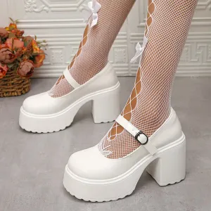 Sohiwoo Pink Chunky Platform High Heels Pumps Women 2024 Autumn Ankle Straps Mary Jane Lolita Shoes Woman Plus Size 42 Cute Party Shoes