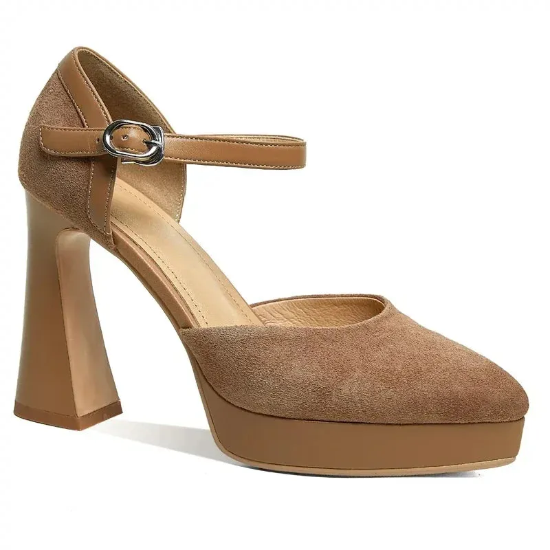 Sohiwoo Square High Heel Women Mary Jane Shoes Fashion Shallow Platform Shoes Spring Autumn Retro Style Ladies Elegant Dress Pumps