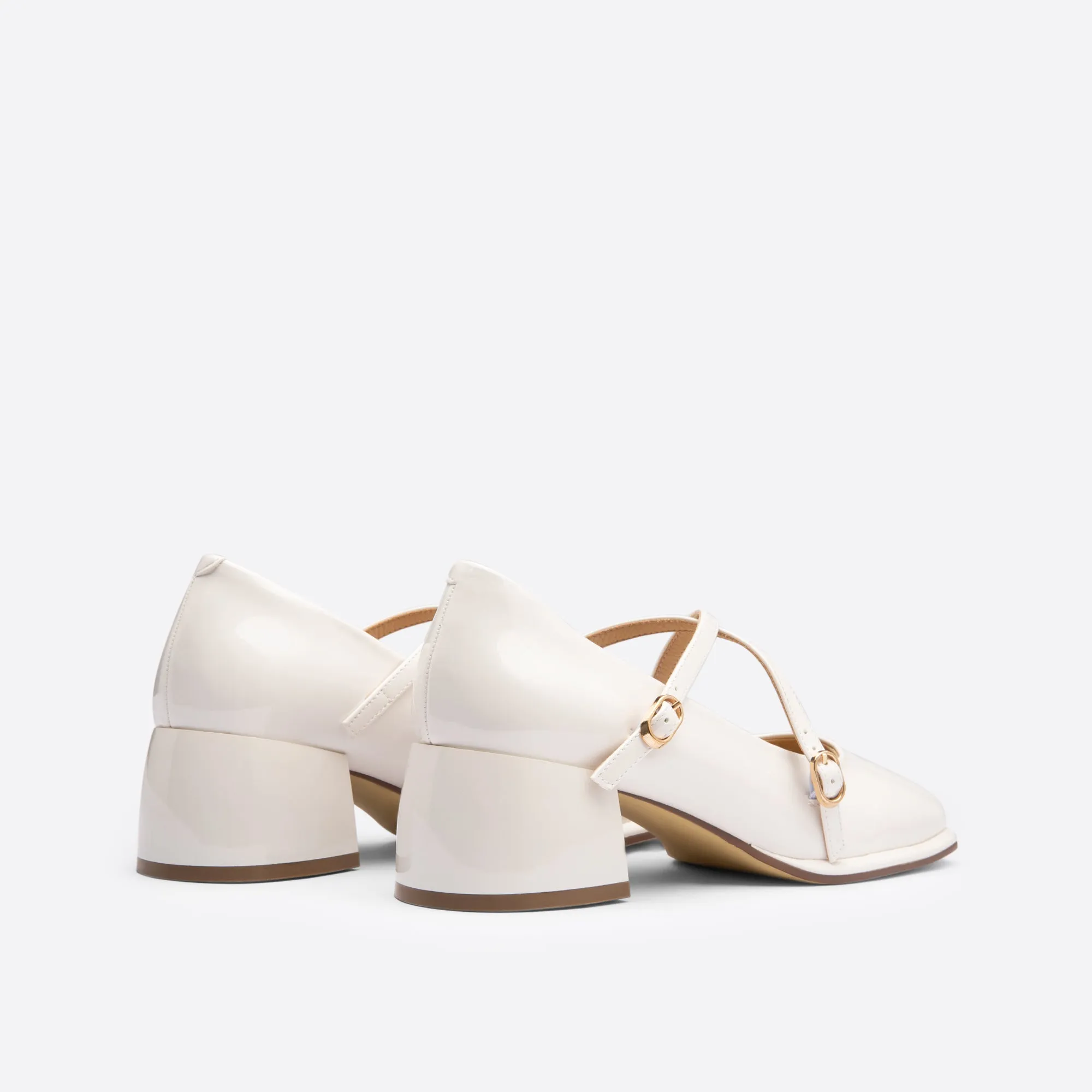 Sohiwoo  Women Vintage Pin Buckle Square Toe Mary Janes