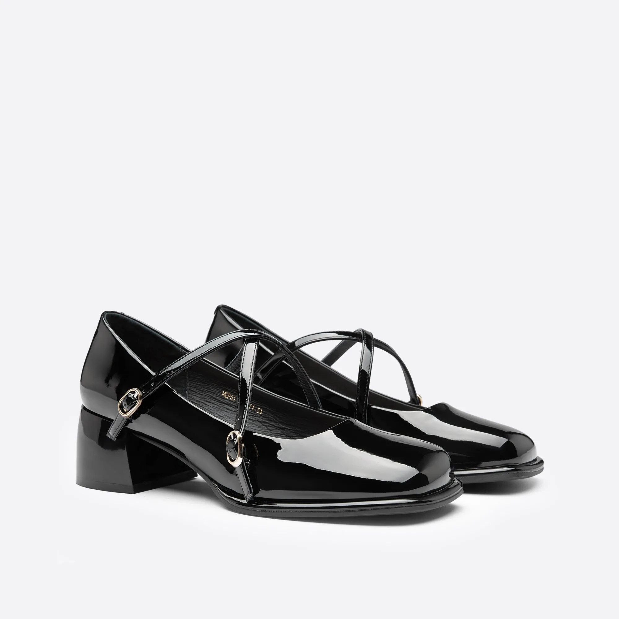Sohiwoo  Women Vintage Pin Buckle Square Toe Mary Janes