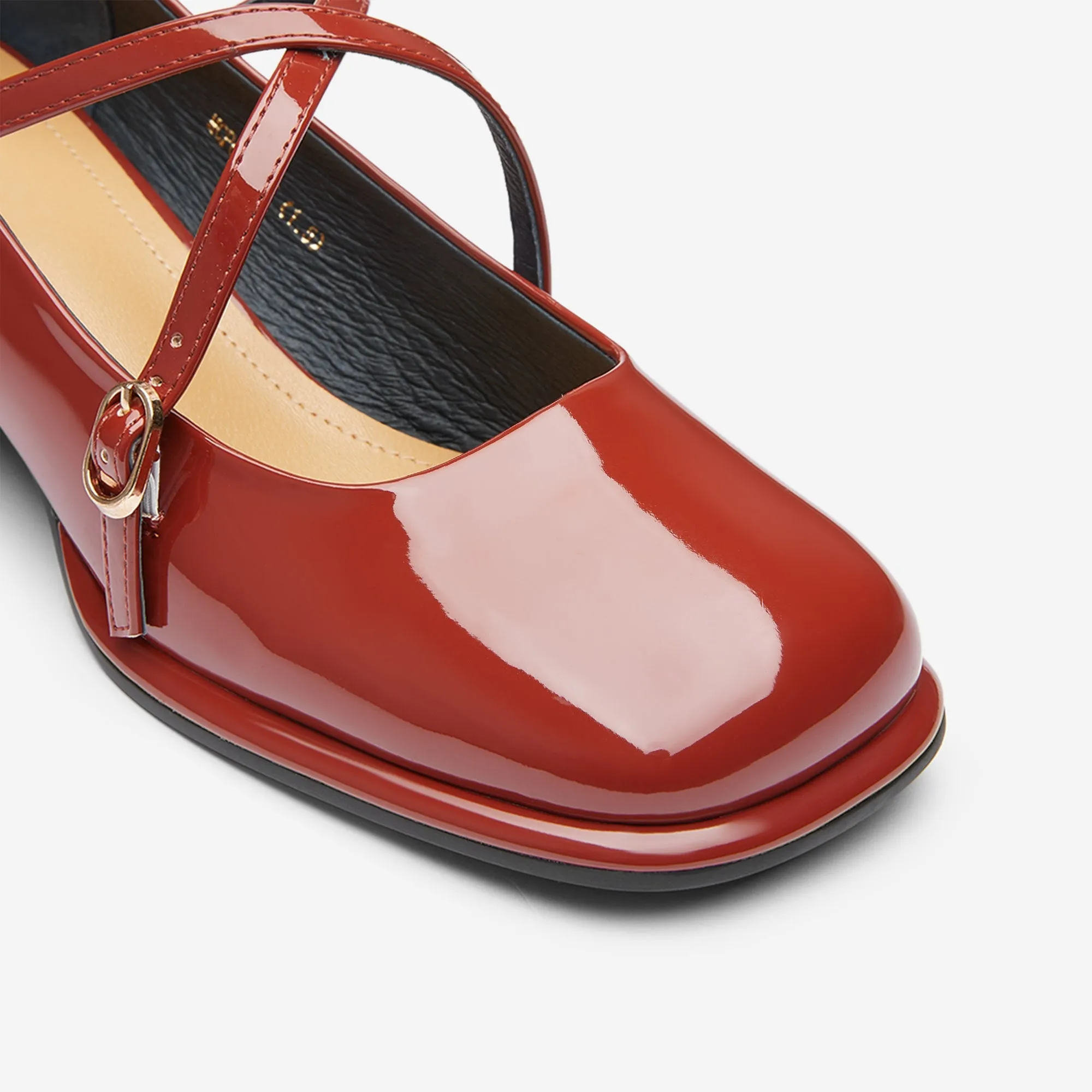 Sohiwoo  Women Vintage Pin Buckle Square Toe Mary Janes