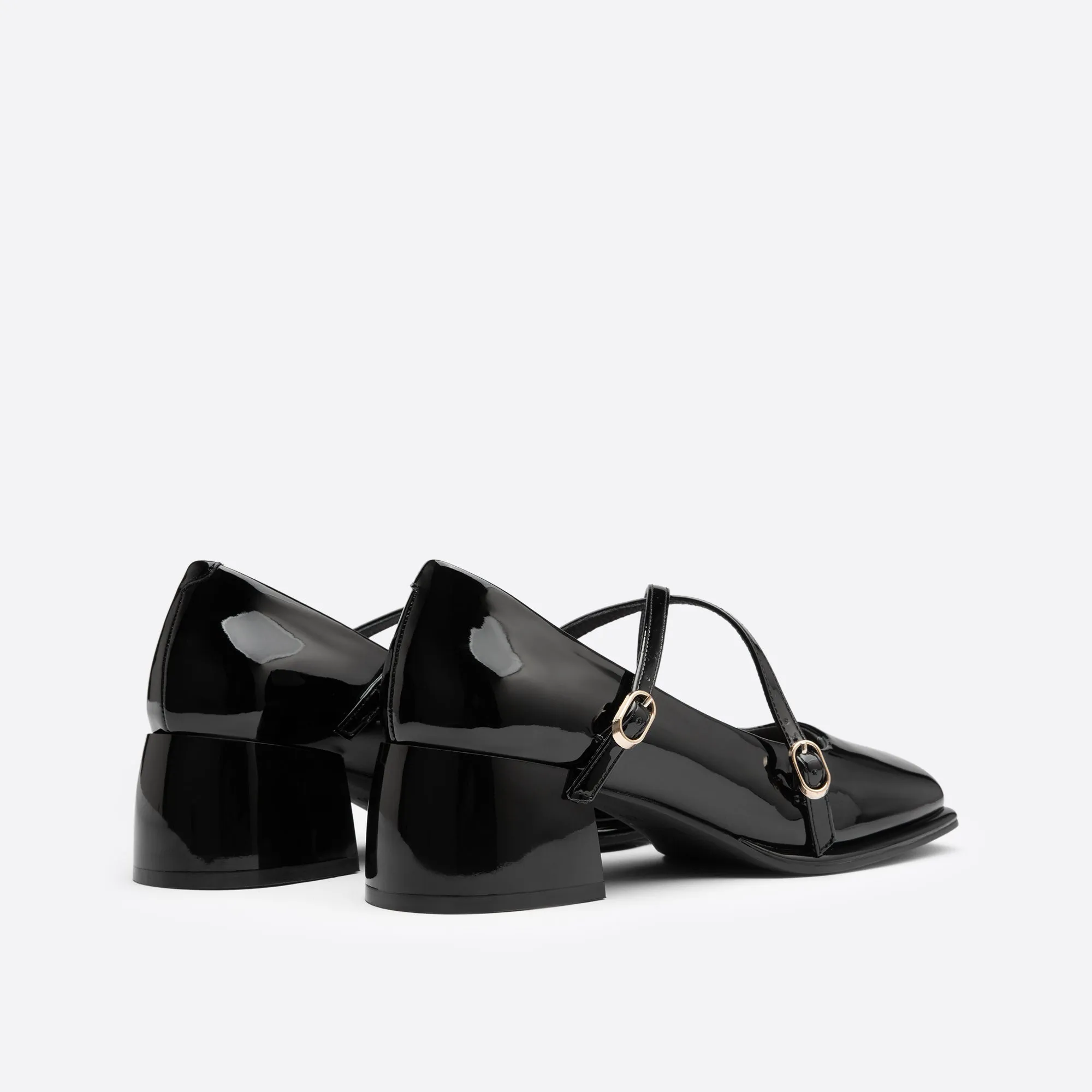 Sohiwoo  Women Vintage Pin Buckle Square Toe Mary Janes