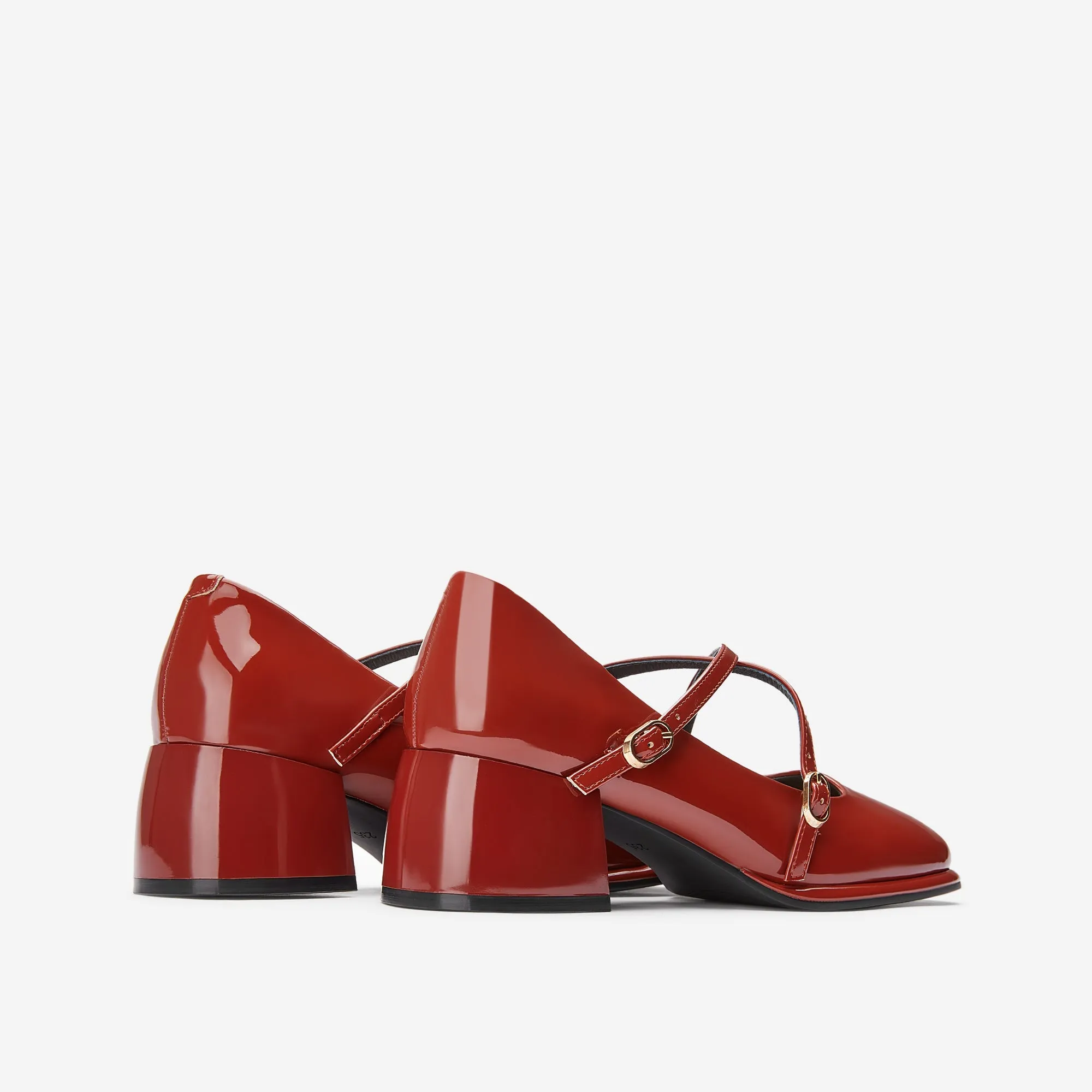 Sohiwoo  Women Vintage Pin Buckle Square Toe Mary Janes