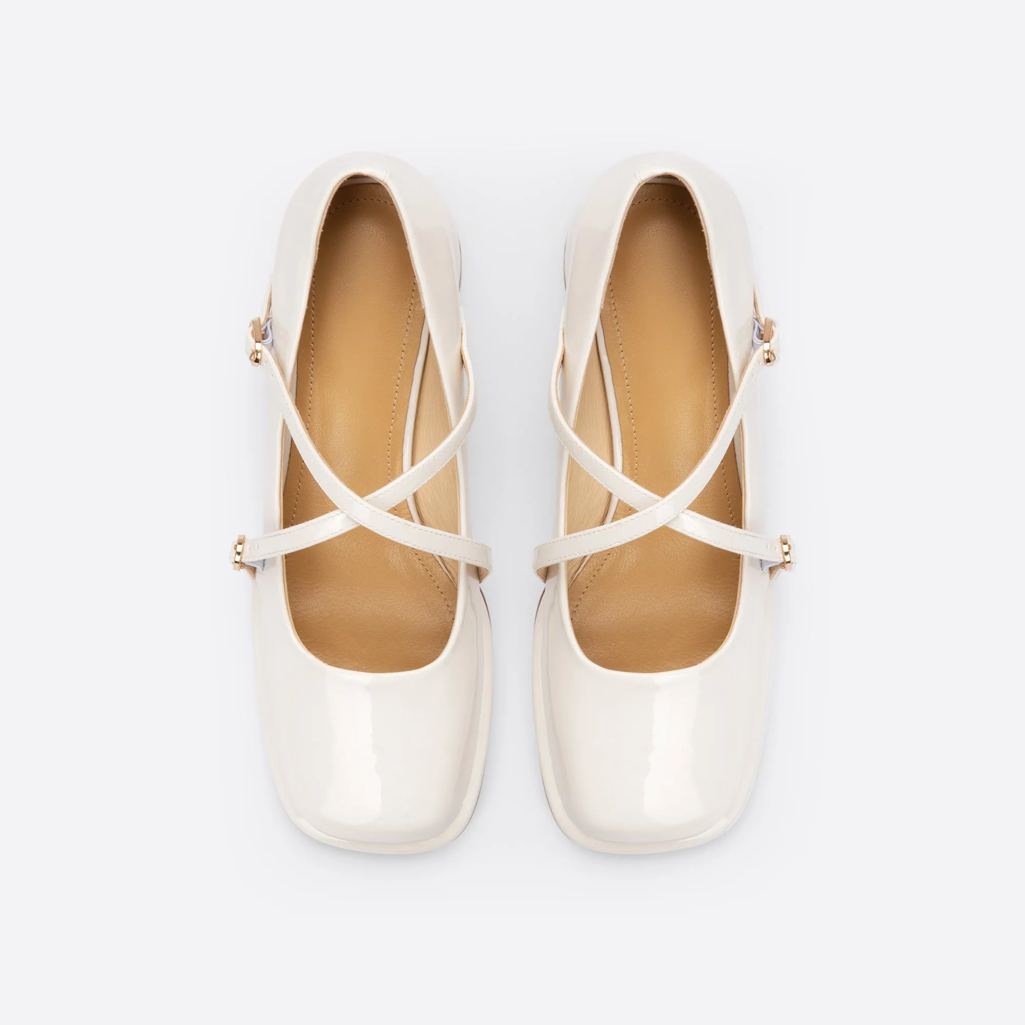 Sohiwoo  Women Vintage Pin Buckle Square Toe Mary Janes