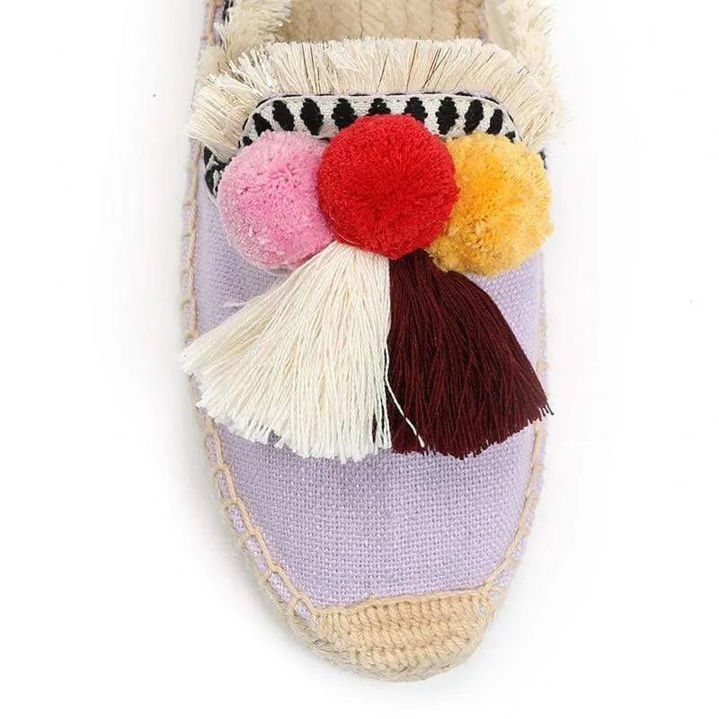 Tassel Fluffy Ball Espadrilles
