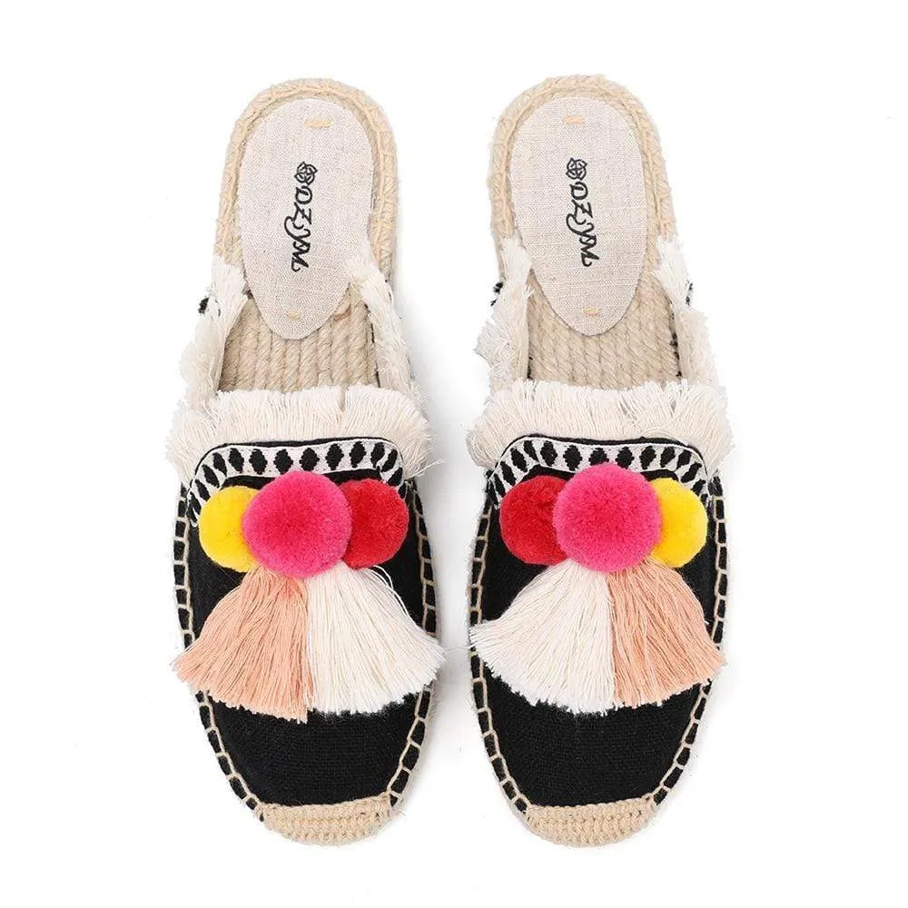 Tassel Fluffy Ball Espadrilles