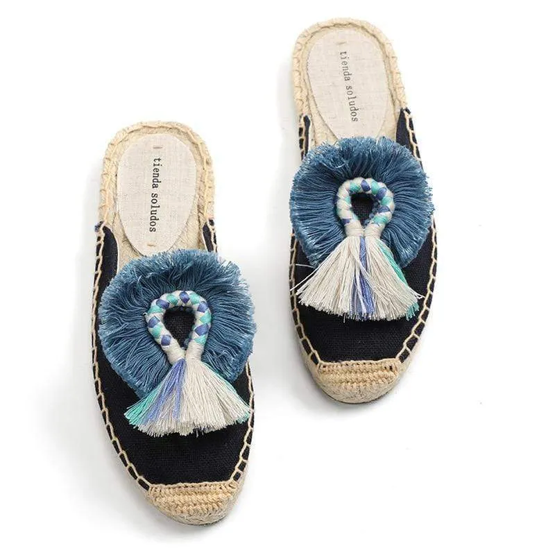 Tassel Fluffy Ball Espadrilles